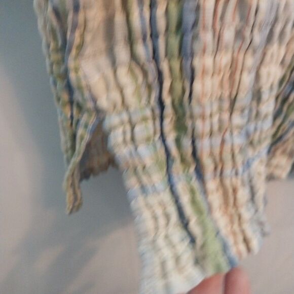 Vtg 90's Womens Seersucker Top Sz 3X Plaid Button Up Cottagecore Boho Soft Girl - Picture 5 of 10